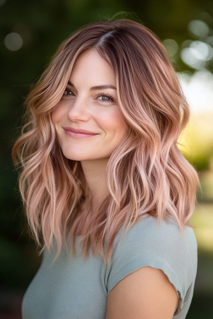 Light Brown Hair with Rose Gold and Strawberry Blonde Stunning Color Ideas 4