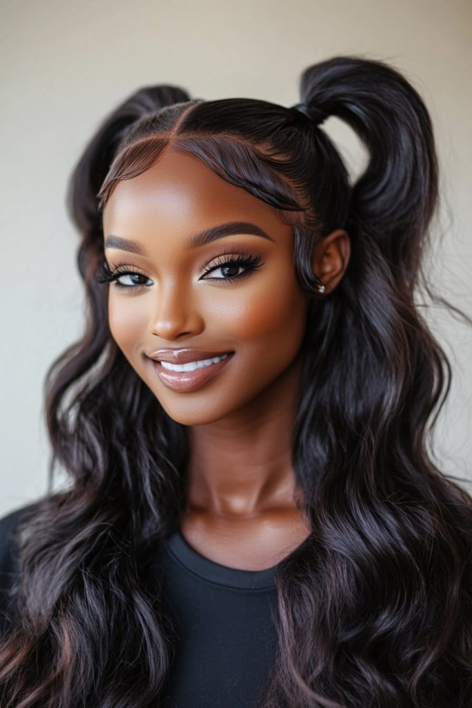 Quick Weave 2 Ponytails Hairstyles 1