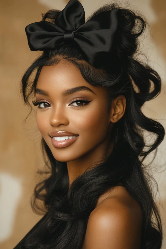 Quick Weave Bow Hairstyles Cute Half Up Half Down Styles 1