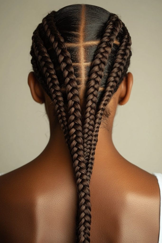Quick Weave Hairstyles with 4 Braids 3