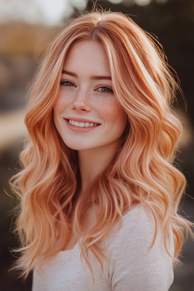 Strawberry Blonde Balayage Rose Gold Hair Color Ideas 1