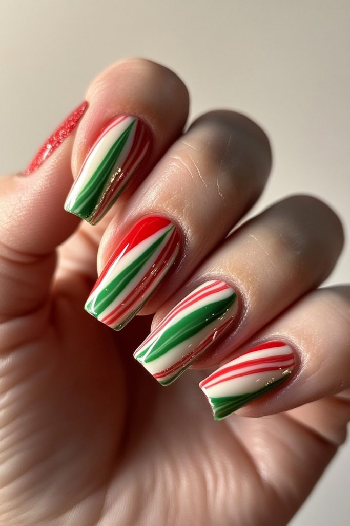 1 Red and Green Candy Cane Stripes