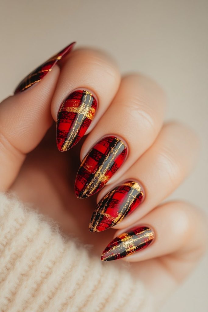 1 Red and Gold with Plaid pattern