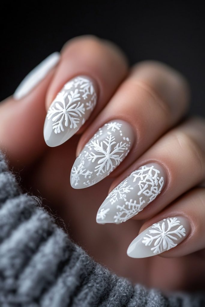 1 White Nails Snowflake