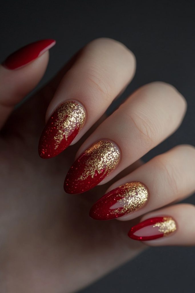 10 Cranberry Red with Gold Glitter Accents