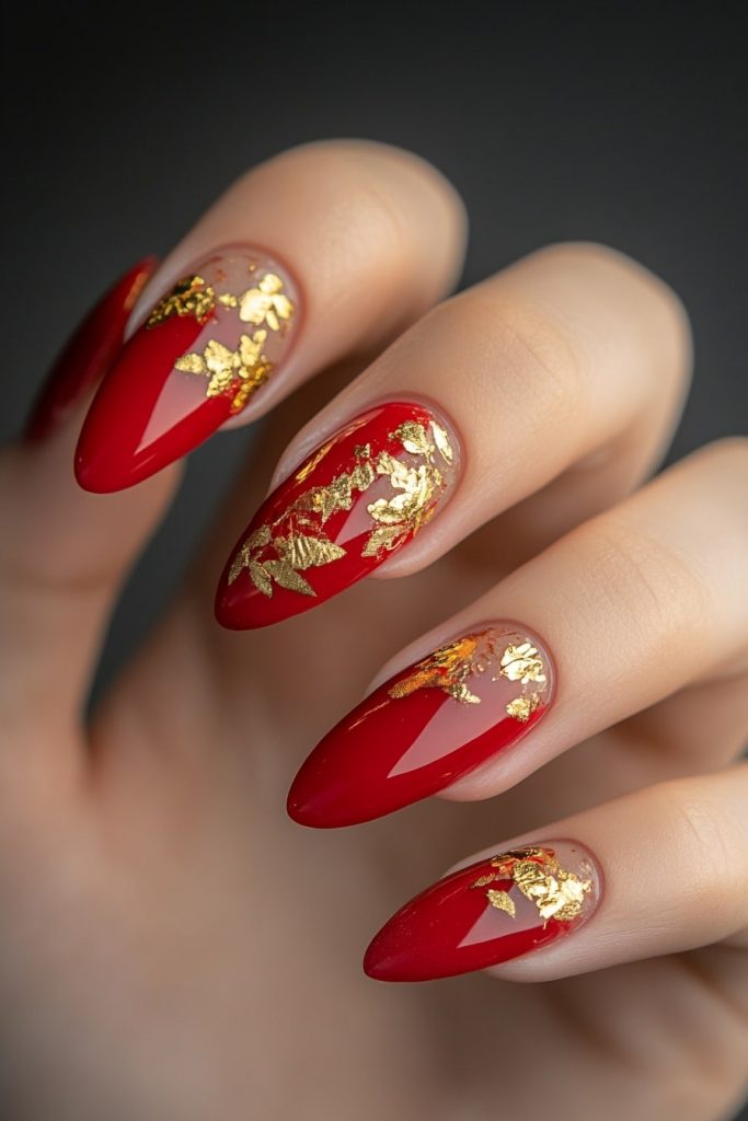 10 Red and Gold with Gold leaf accents