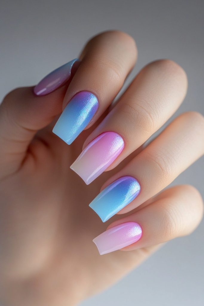 11 Blue and Pink with Pearlized shimmer