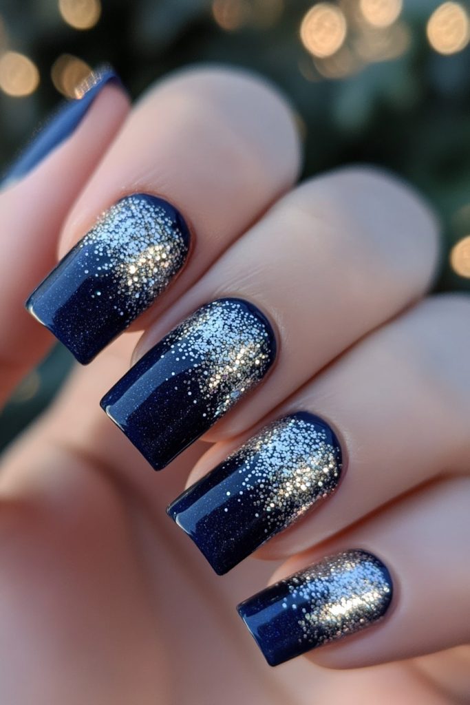 11 Dark Blue with silver glitter line