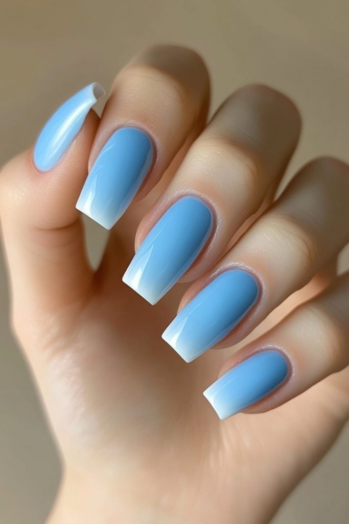 13 Powder Blue with Simple white tips