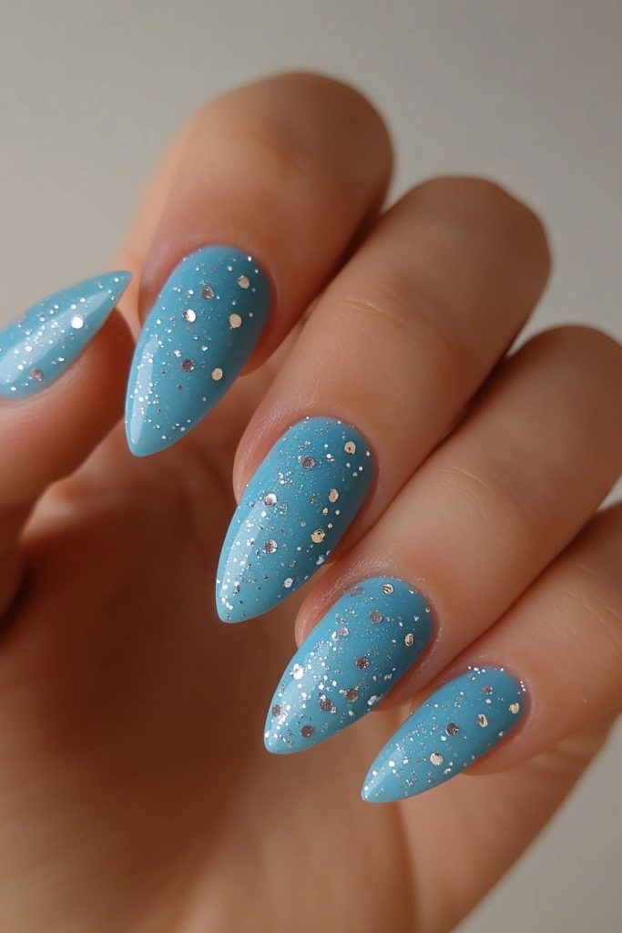 14 Powder Blue with Scattered silver glitter