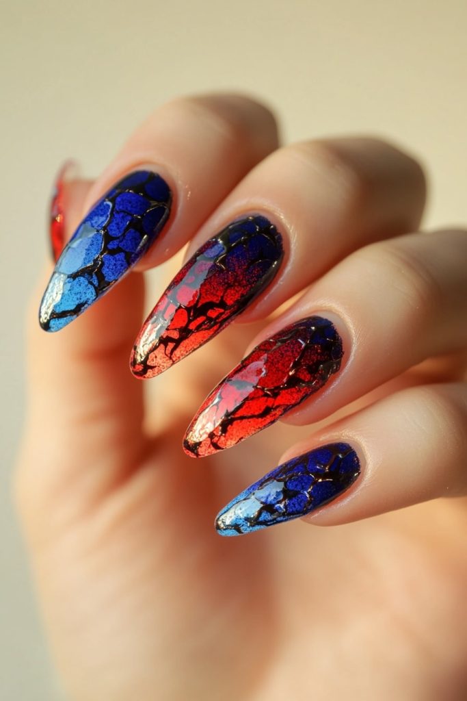 15 Blue and Red with Cracked glass effect