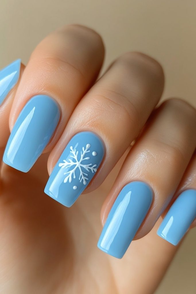 15 Powder Blue with Minimalist white snowflake