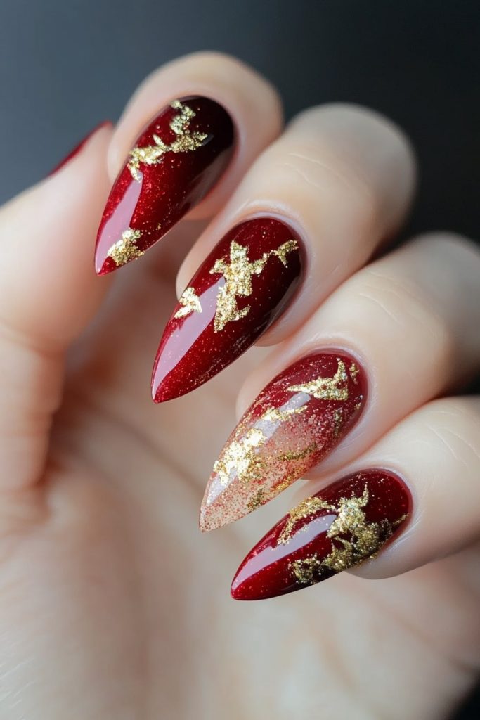 15 Red and Gold with Gold flakes