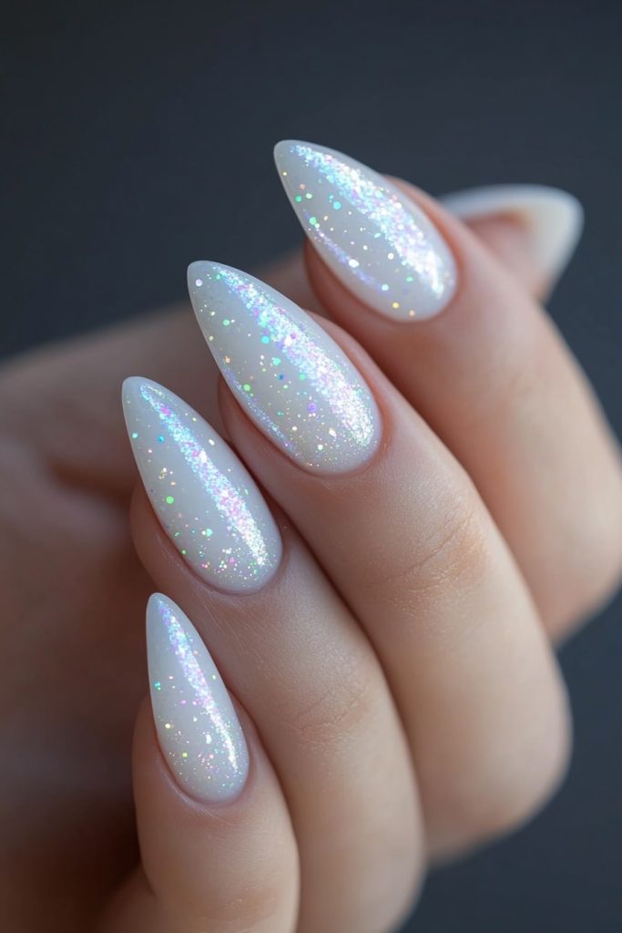15 White with Holographic Glitter Accents
