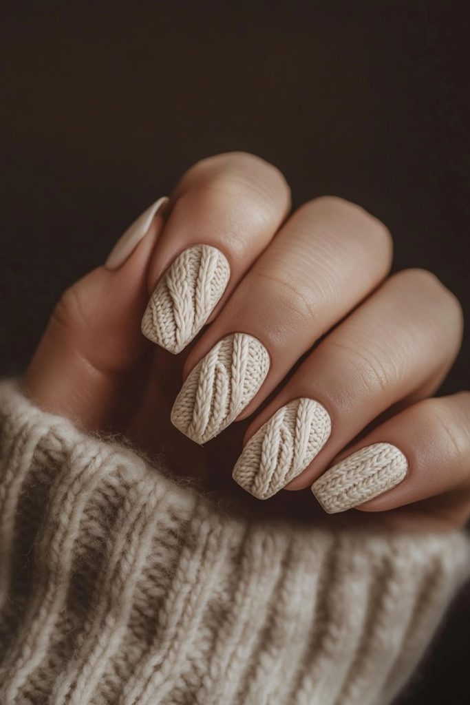 16 Beige with Cable Knit Pattern