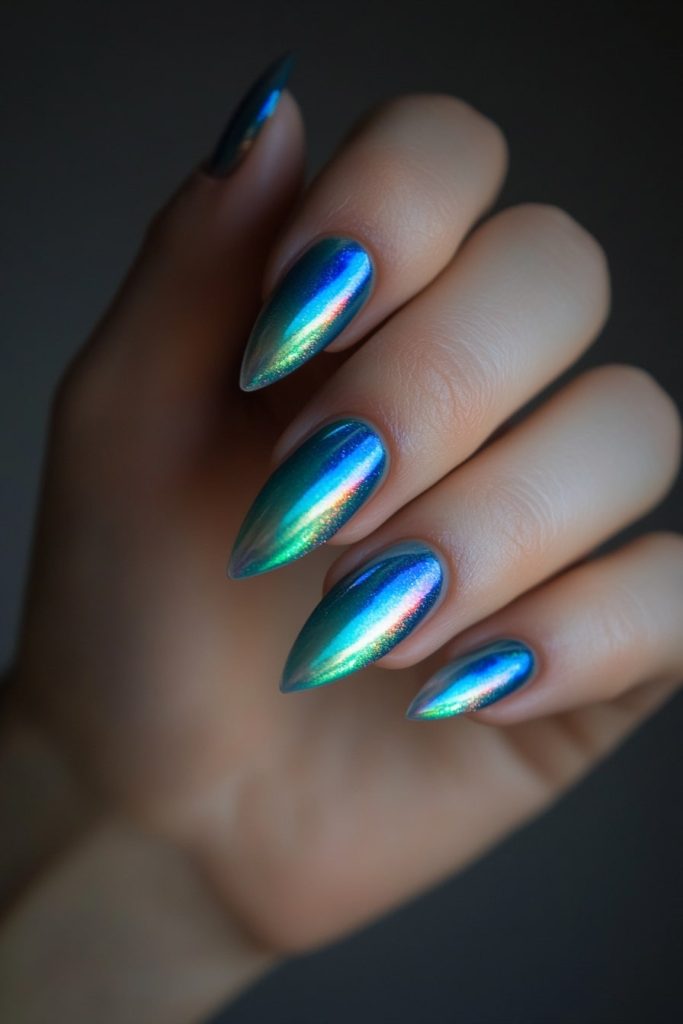 16 Blue and Green with Holographic stripes
