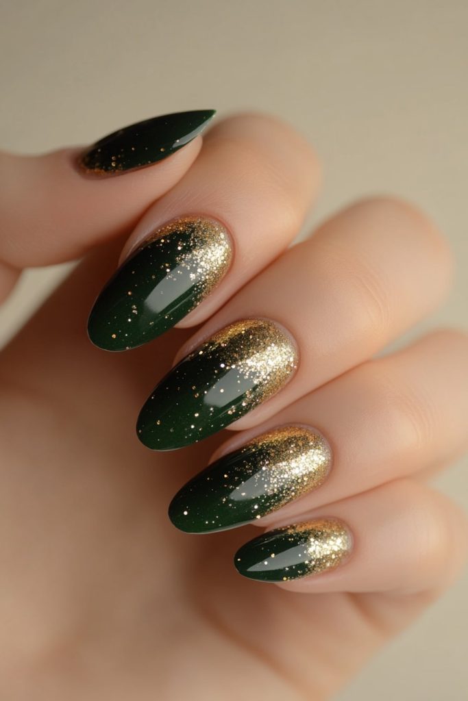 16 Forest green with gold glitter accents