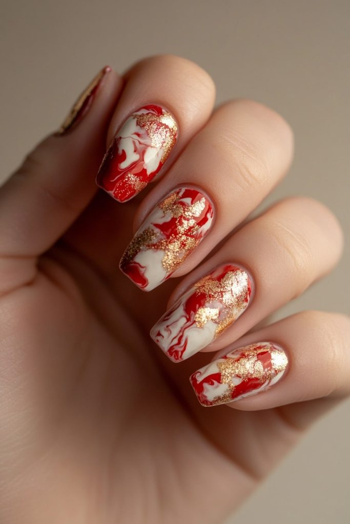 17 Red and Gold with Marble effect