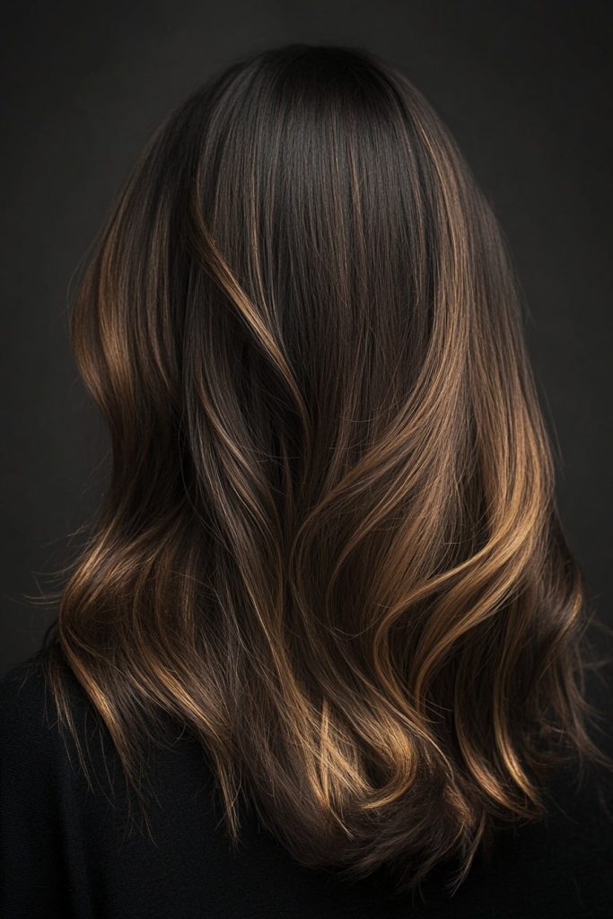 18 Dark brown hair color ideas chunky highlights