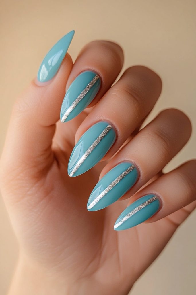 18 Pale Blue with Single silver stripe