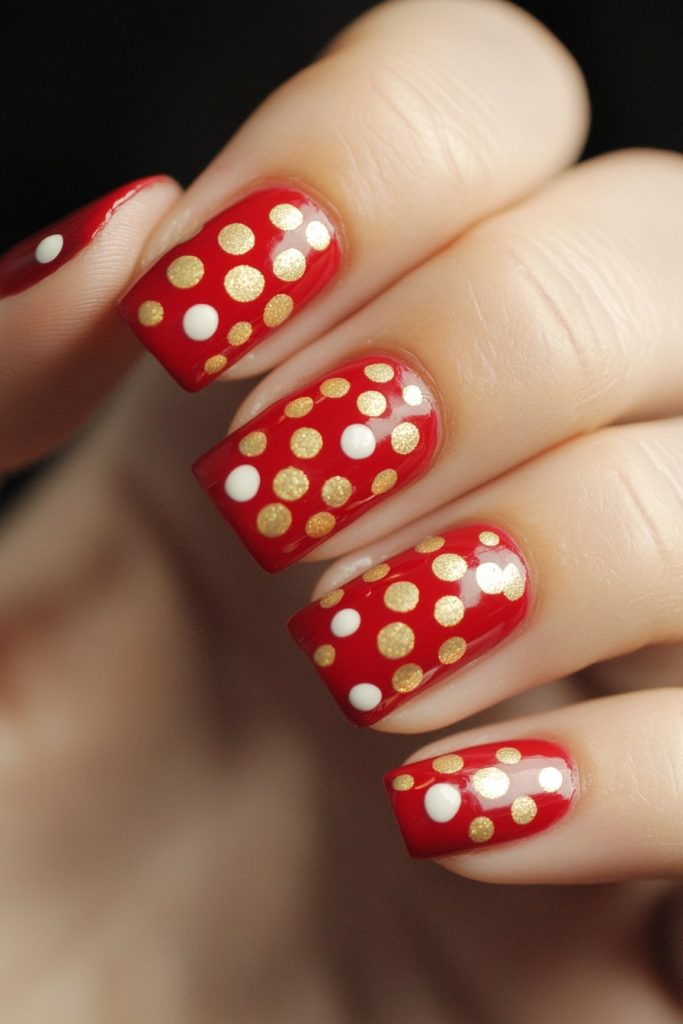 19 Red and Gold with Polka dots