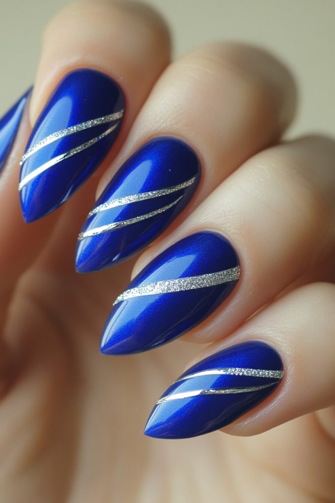 21 Blue and Silver with Thin silver accent line