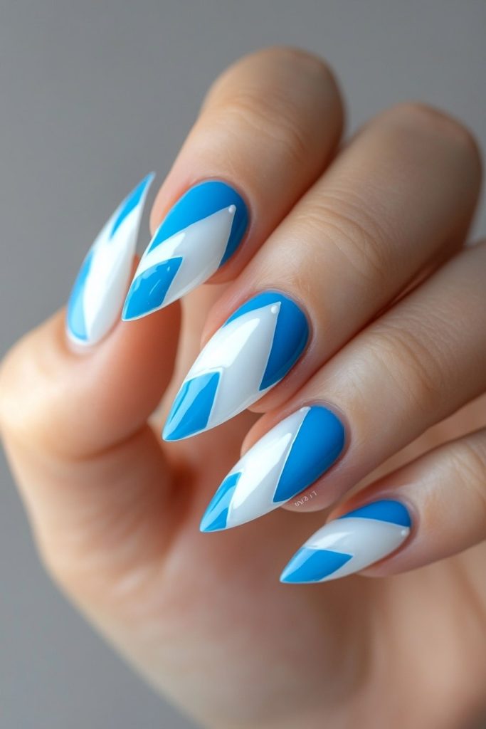 21 Blue and White with Chevron tips