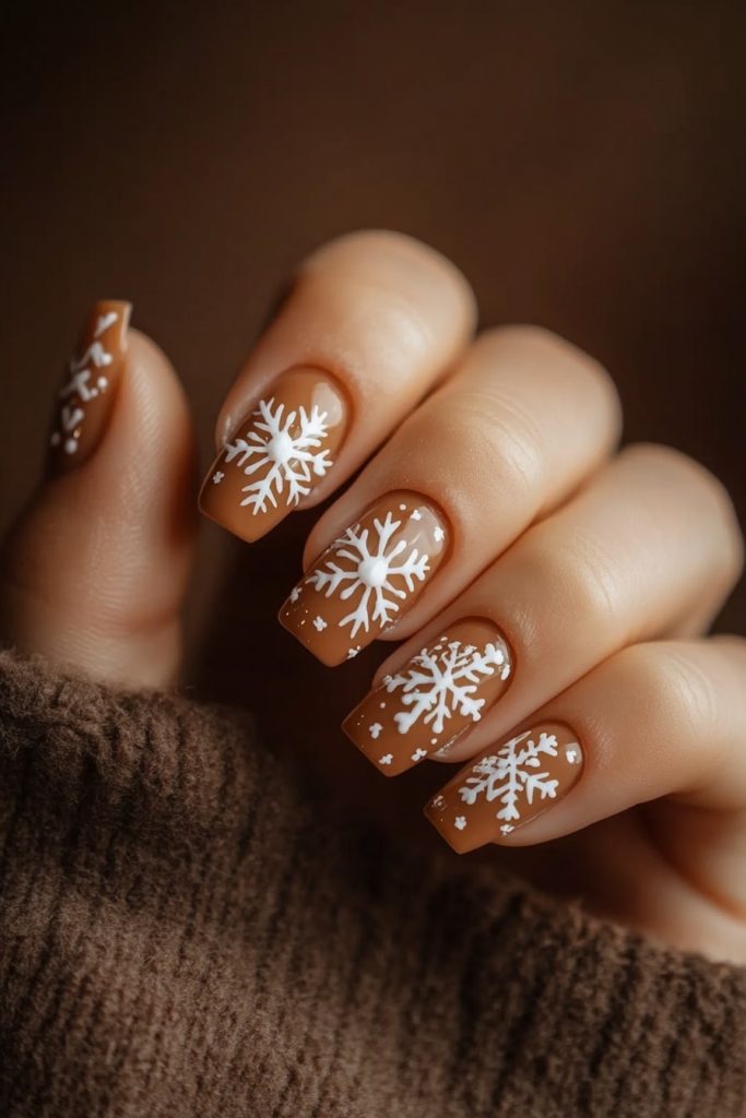 21 Caramel with White Snowflake Decals
