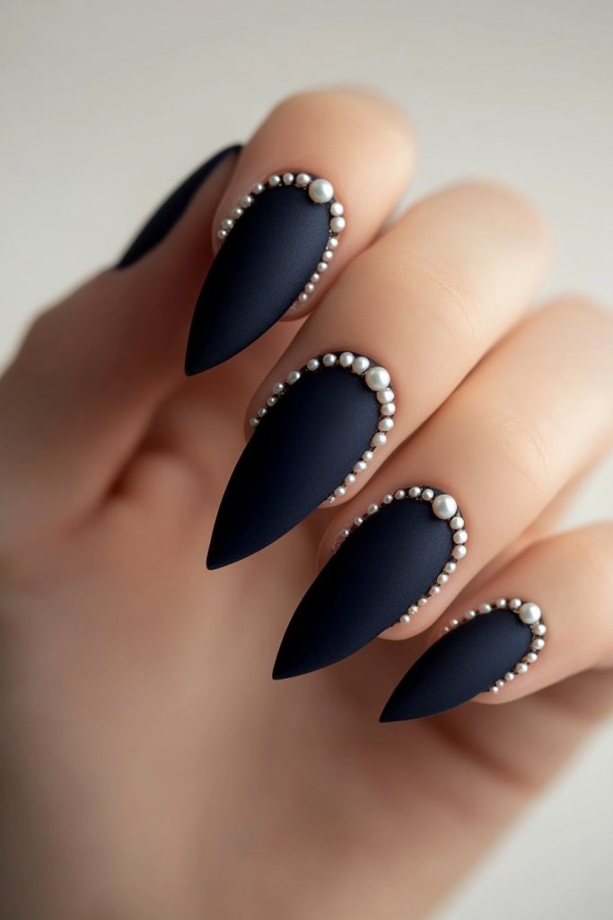 21 Matte navy with pearl accents