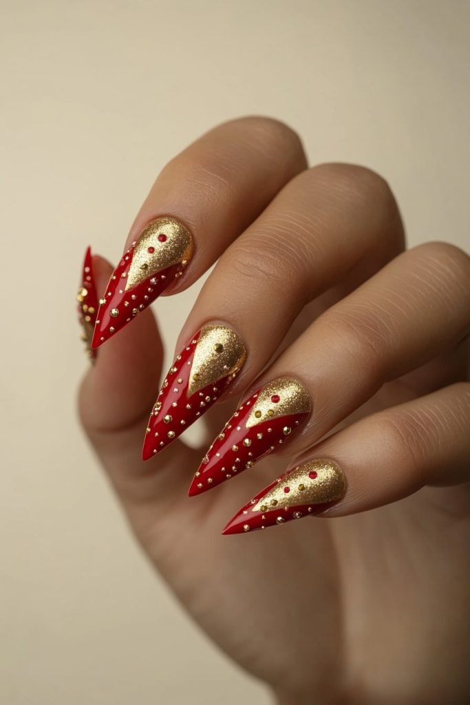 21 Red and Gold with Gold studs