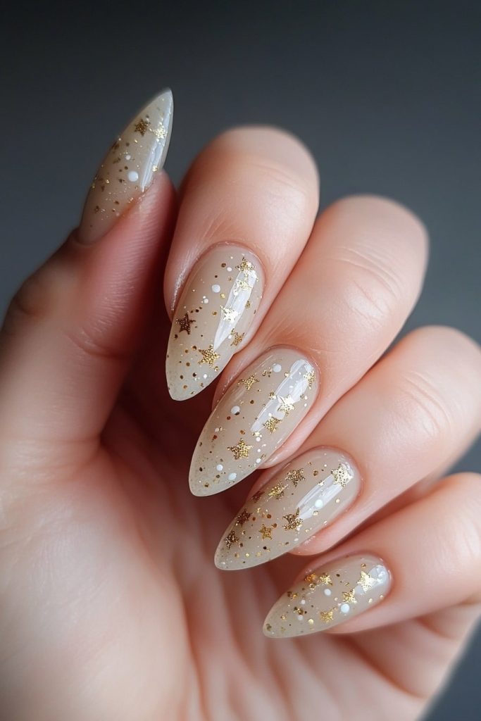 21 Taupe with Gold Glitter Stars
