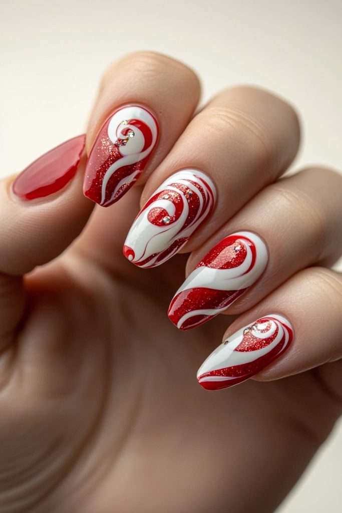22 Red & White Peppermint Swirl