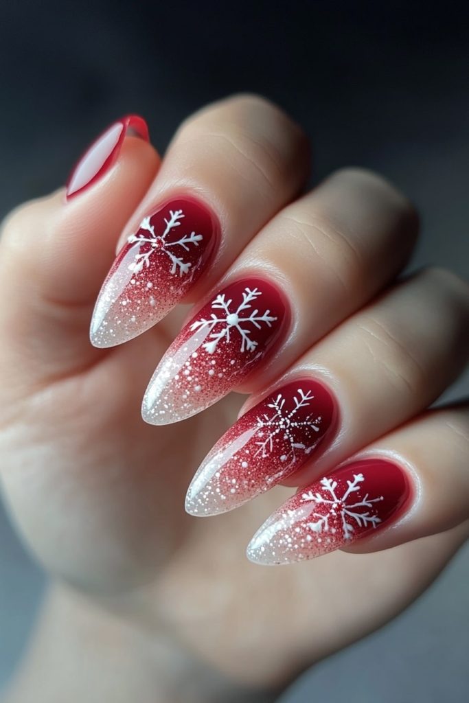 22 Red & White Snowflake Ombre