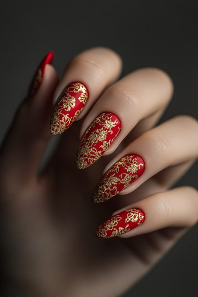22 Red and Gold with Lace patterns