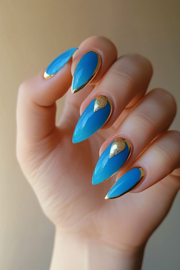 23 Blue and Gold with Single gold dot