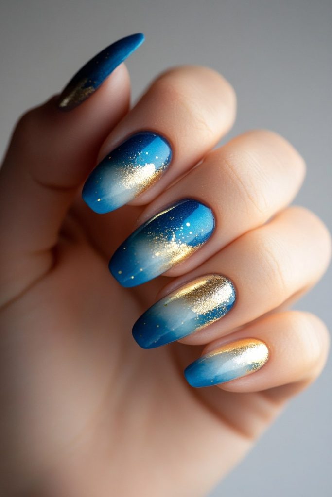 24 Blue and Gold with Subtle gold shimmer