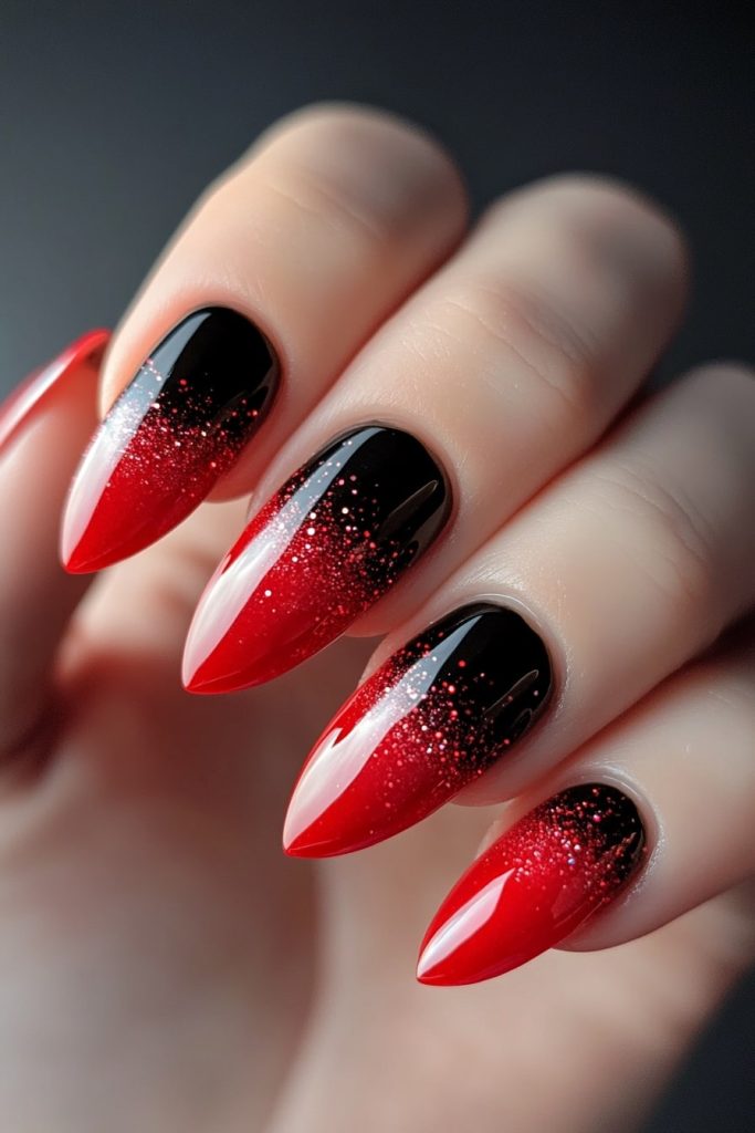 24 Red ombre with glitter accent