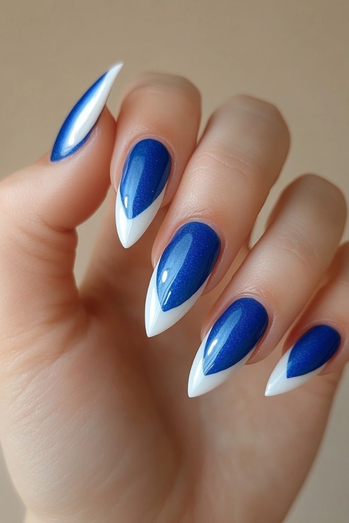 26 Blue and White with White tip accents