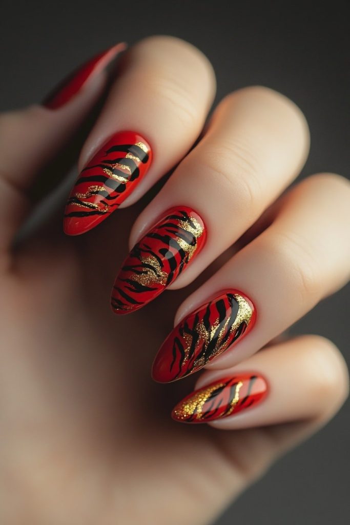 26 Red and Gold with Tiger stripes