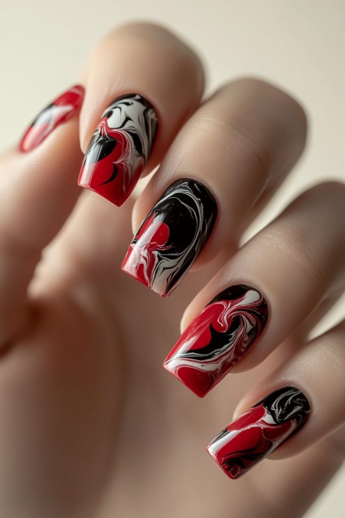 26 Red wine & black marble effect