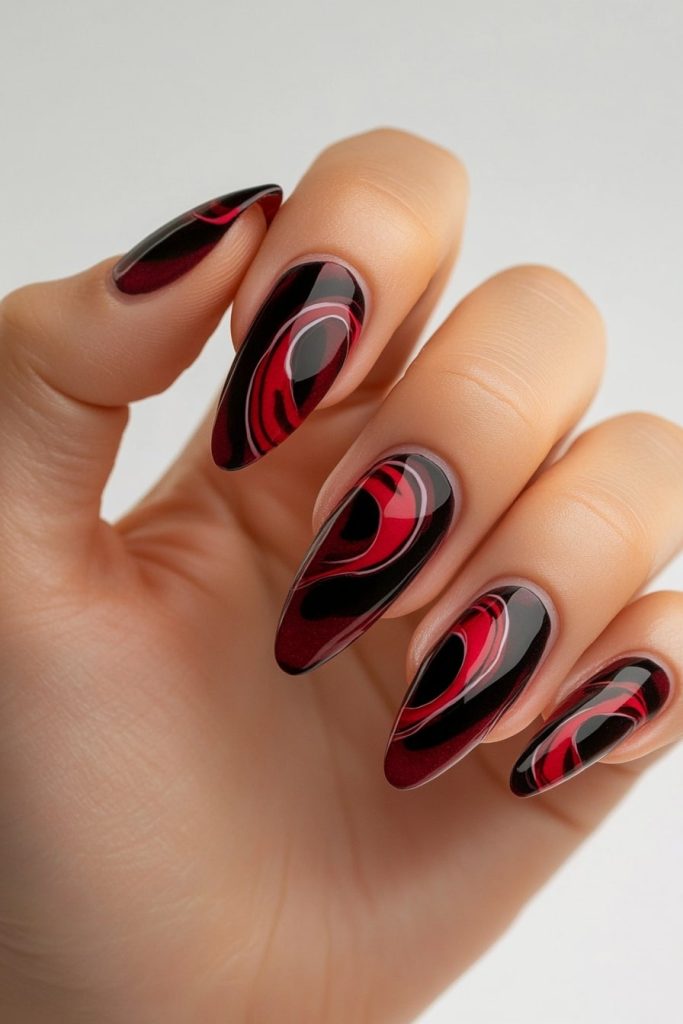 27 Abstract red wine swirls