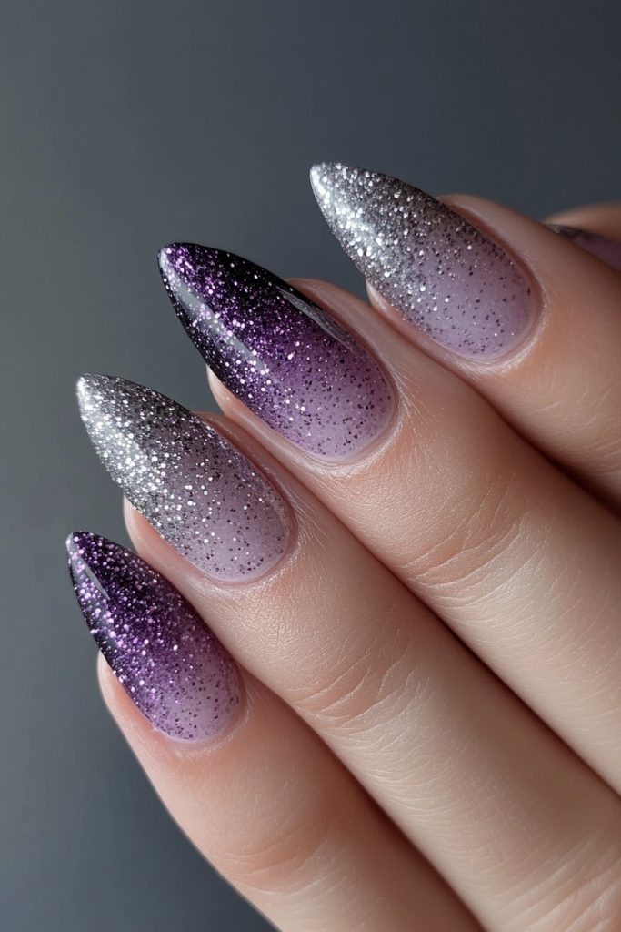 27 Purple & Silver Glitter Ombre