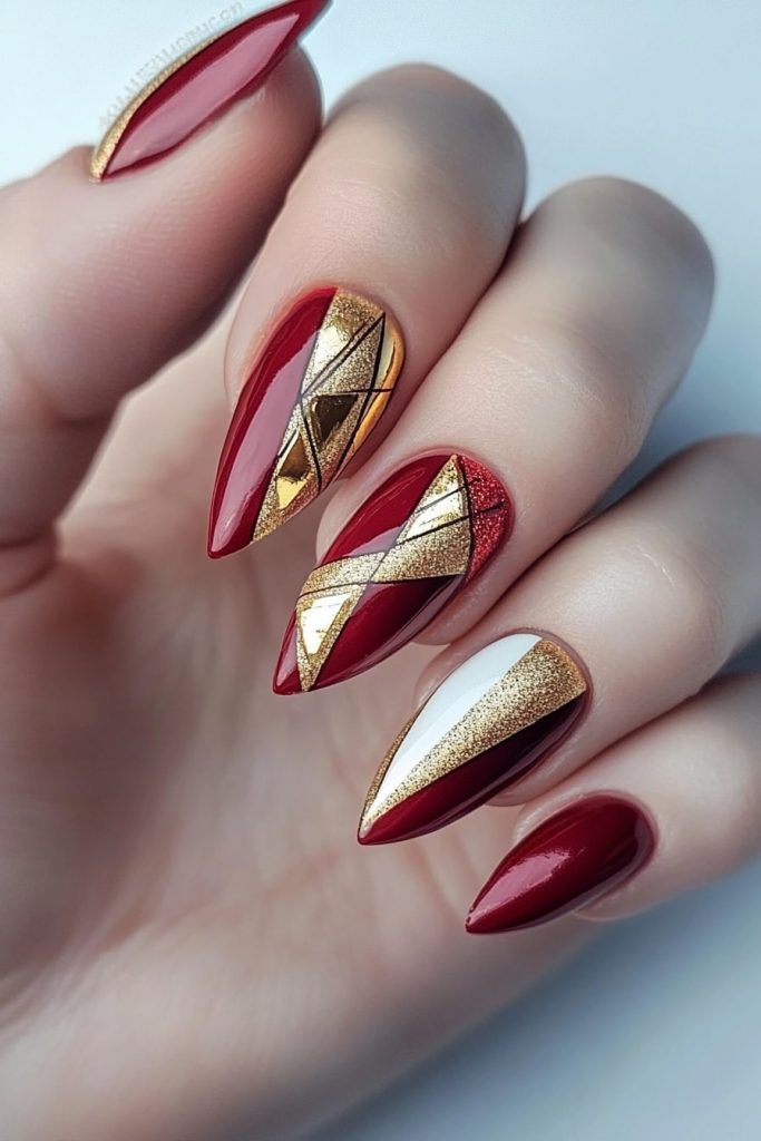 27 Red and Gold with Geometric shapes