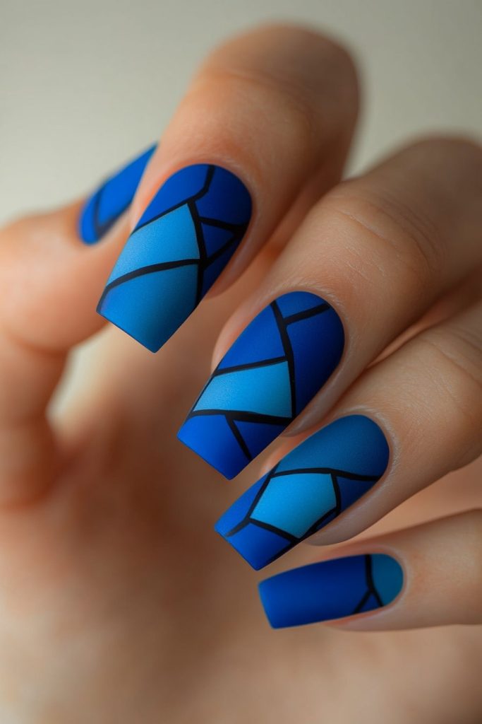 28 Matte Blue with Matte geometric cut outs