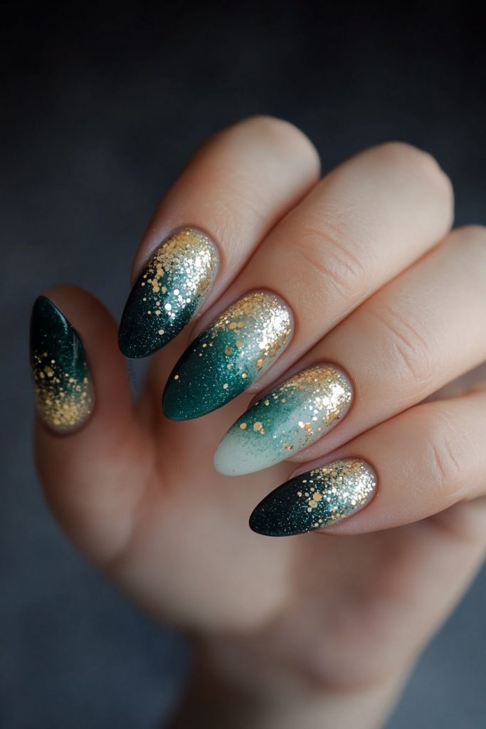 28 Teal and gold glitter gradient