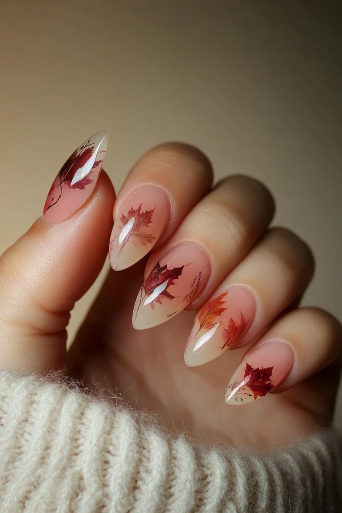 29 Pink & Brown Gradient with Leaf Accents