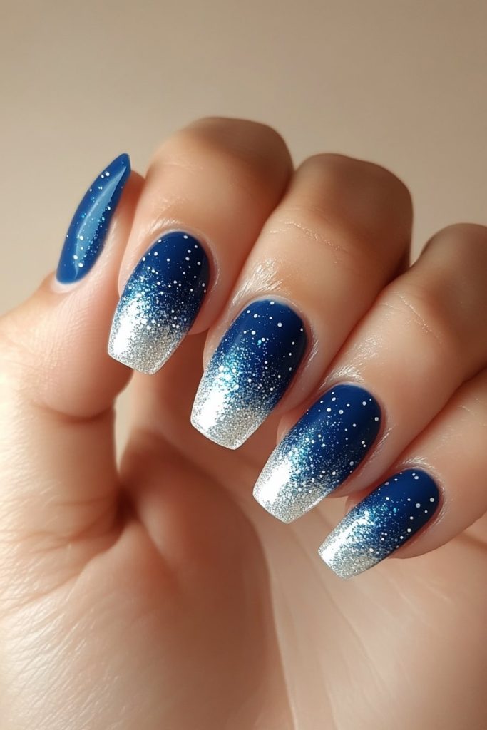 3 Blue and Silver with Glitter dust