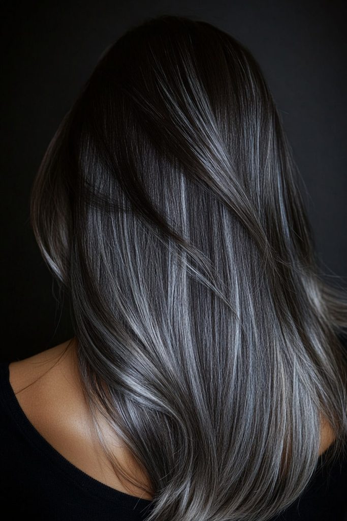 3 Dark brown hair color ideas silver