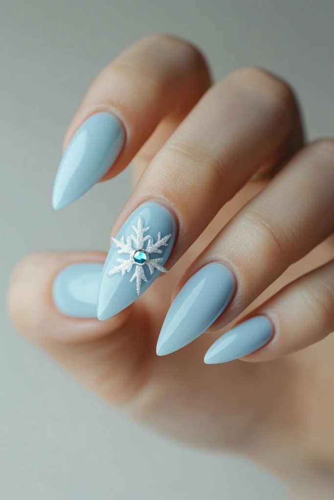3 Light Blue with Single snowflake accent