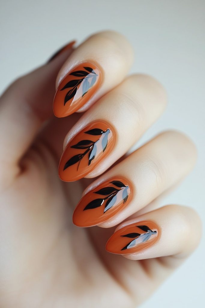 31 Burnt orange with black leaf detail